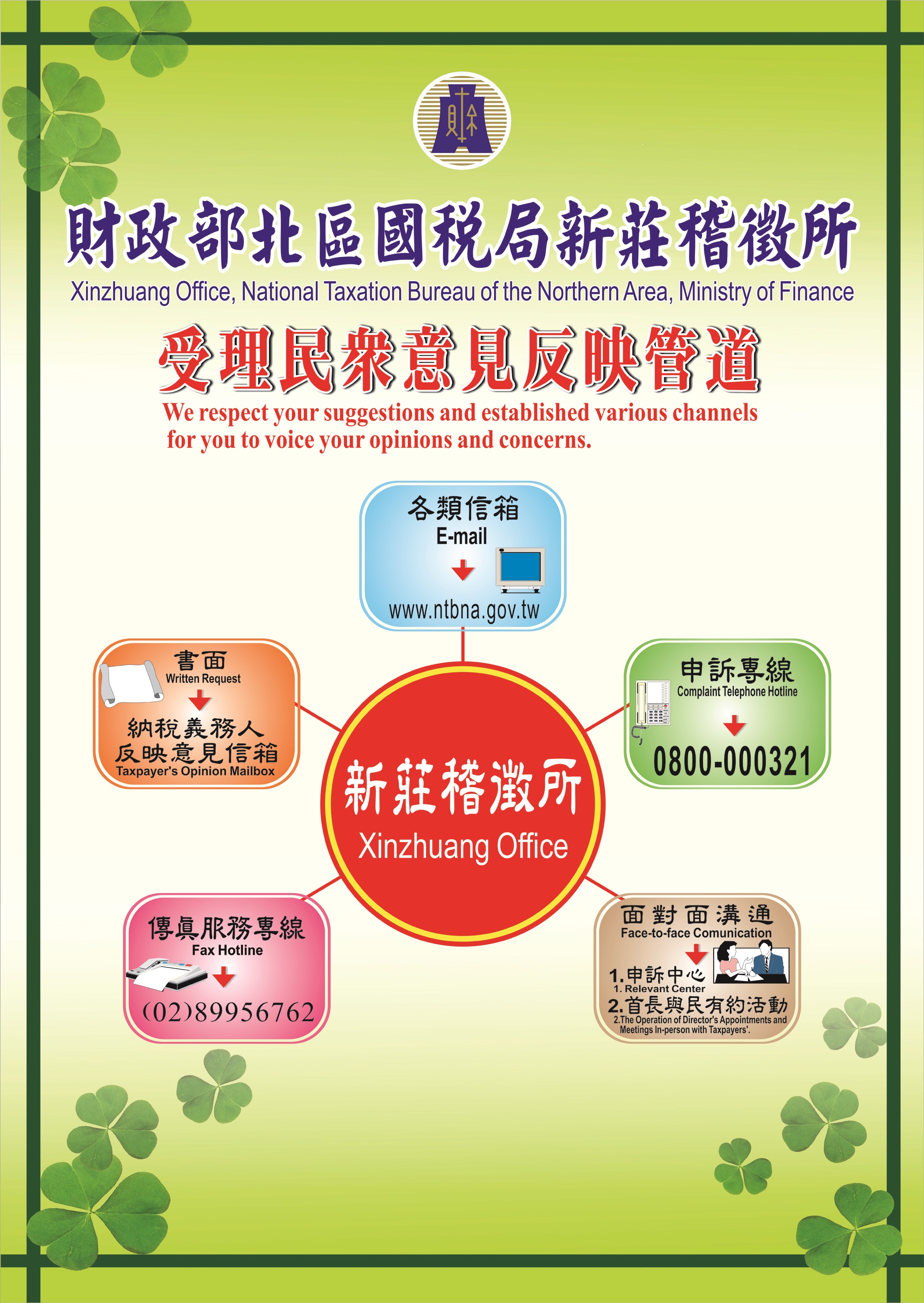 新莊稽徵所-受理民眾意見反映管道