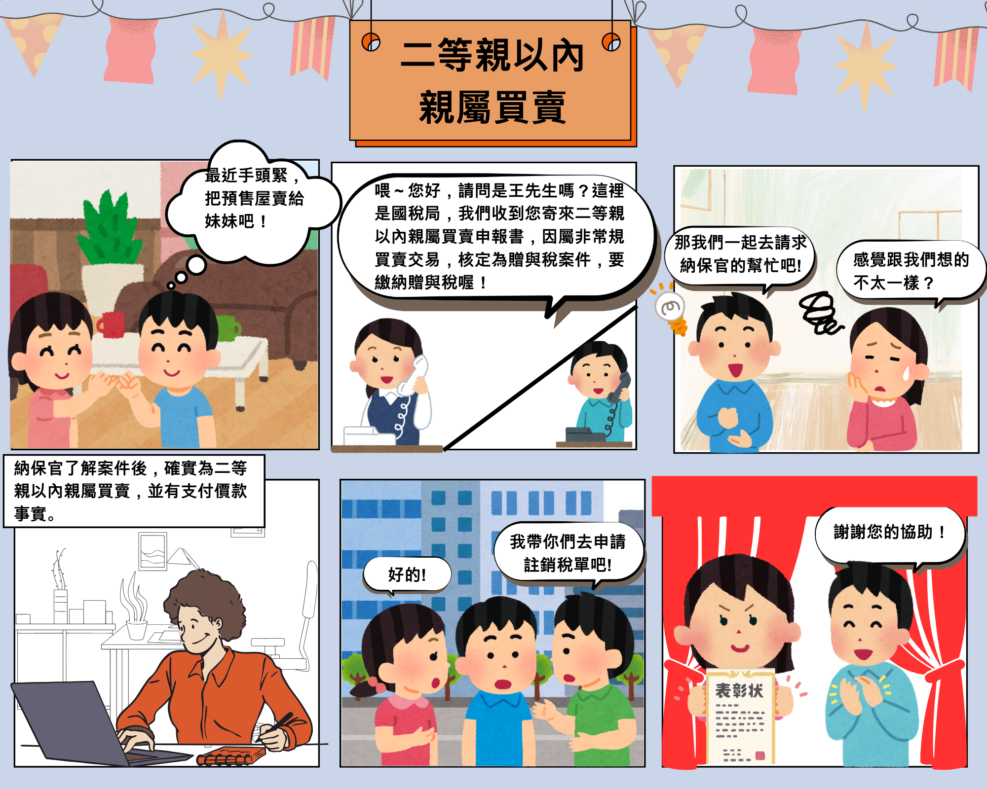 二等親以內親屬買賣尋求納保官稅務協助漫畫