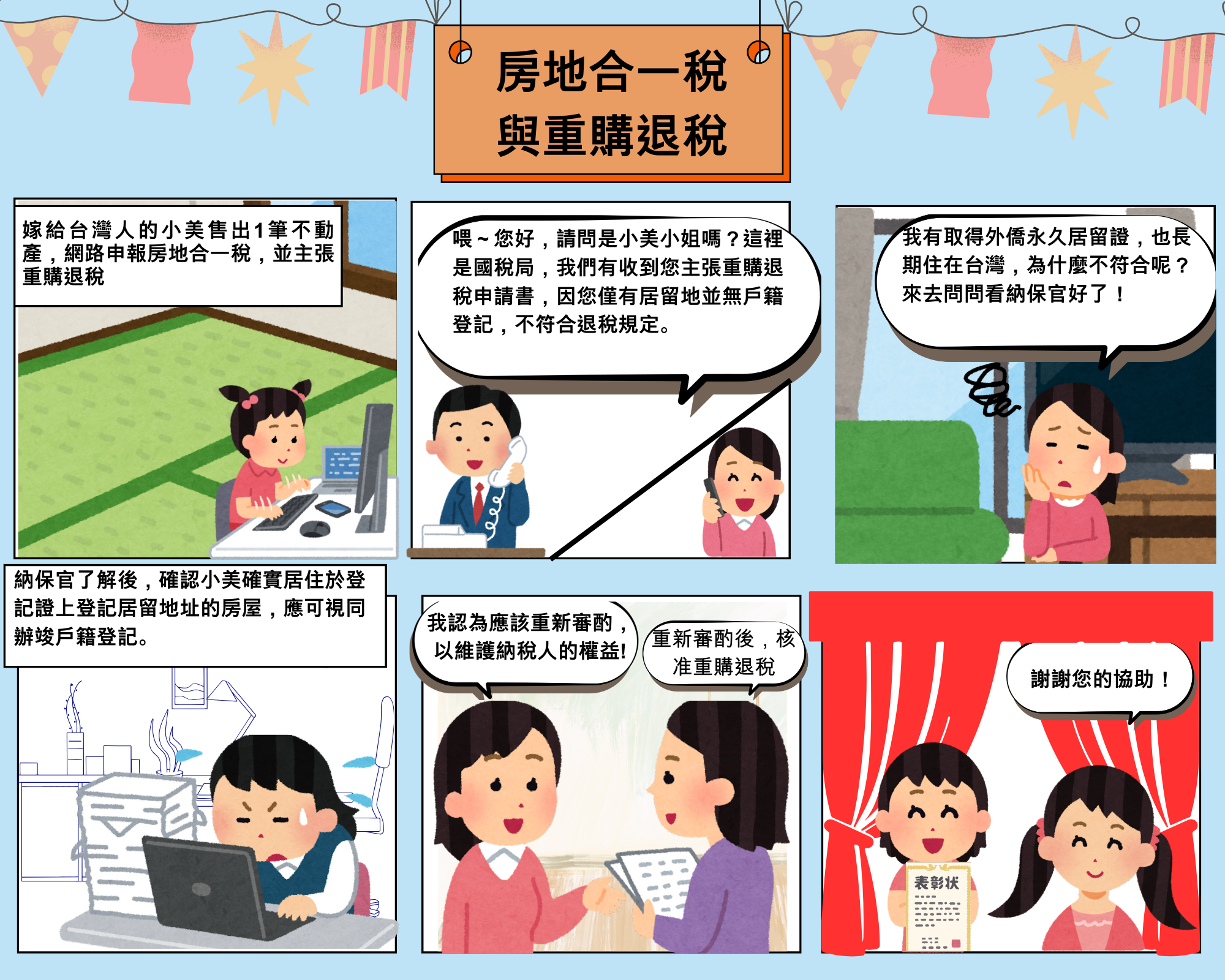 房地合一稅與重購退稅尋求納保官稅務協助漫畫
