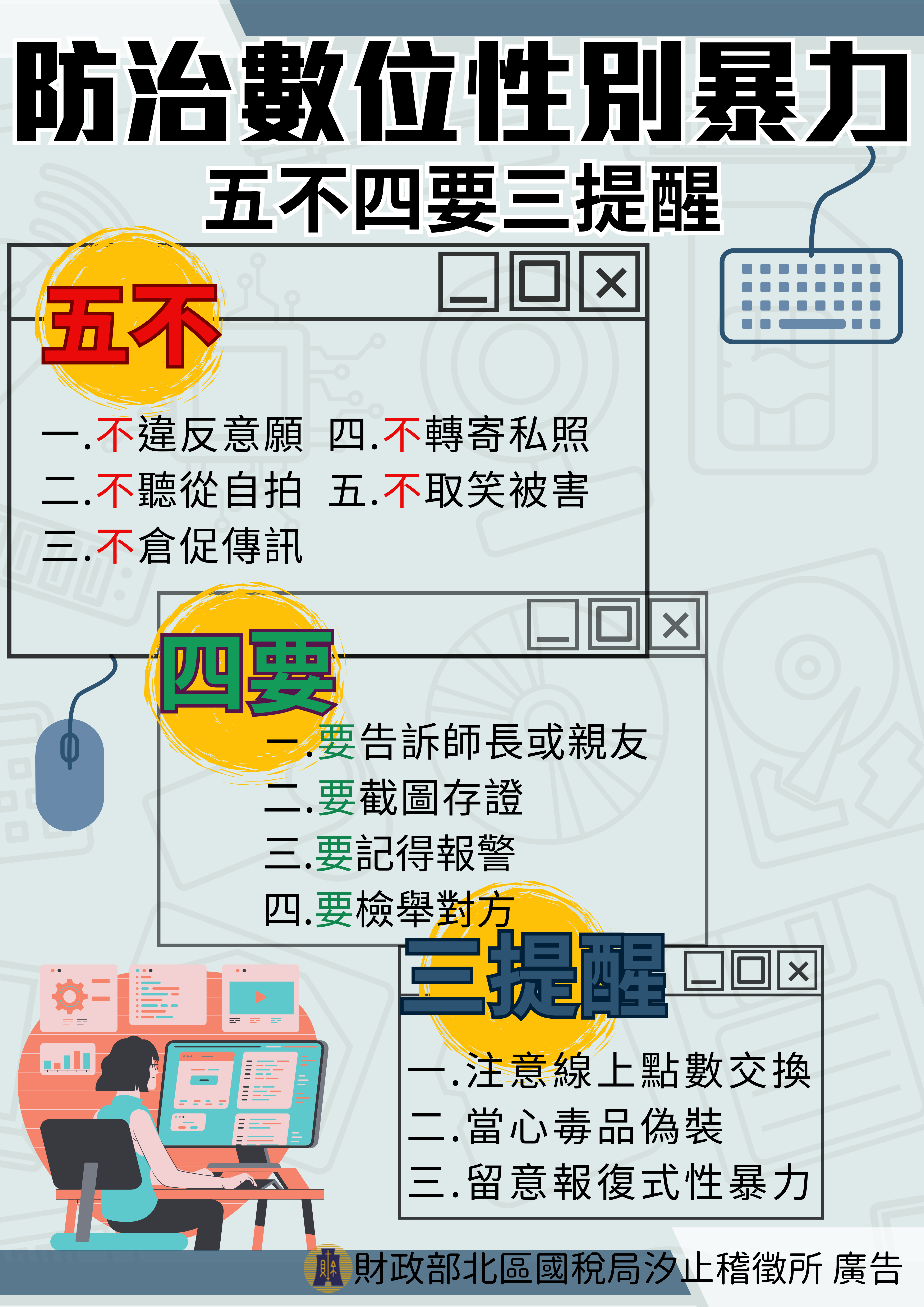 防治數位性暴力五不四要三
