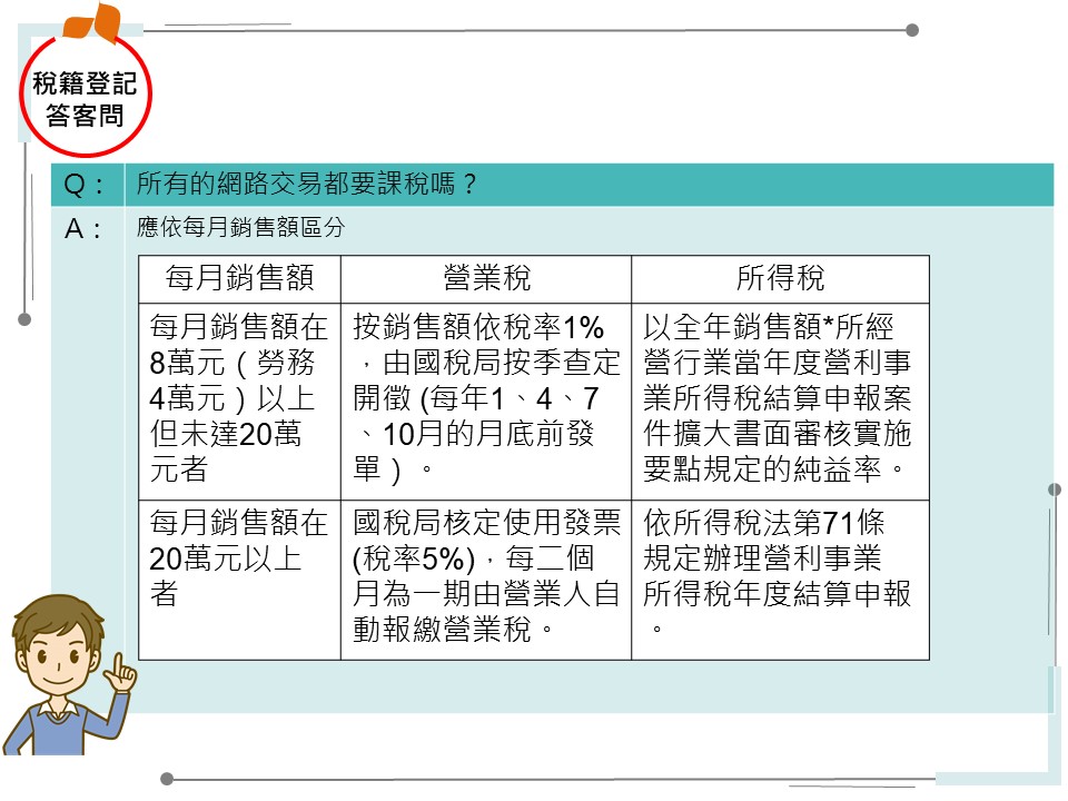稅籍登記Q&A-所有的網路交易都要課稅嗎？