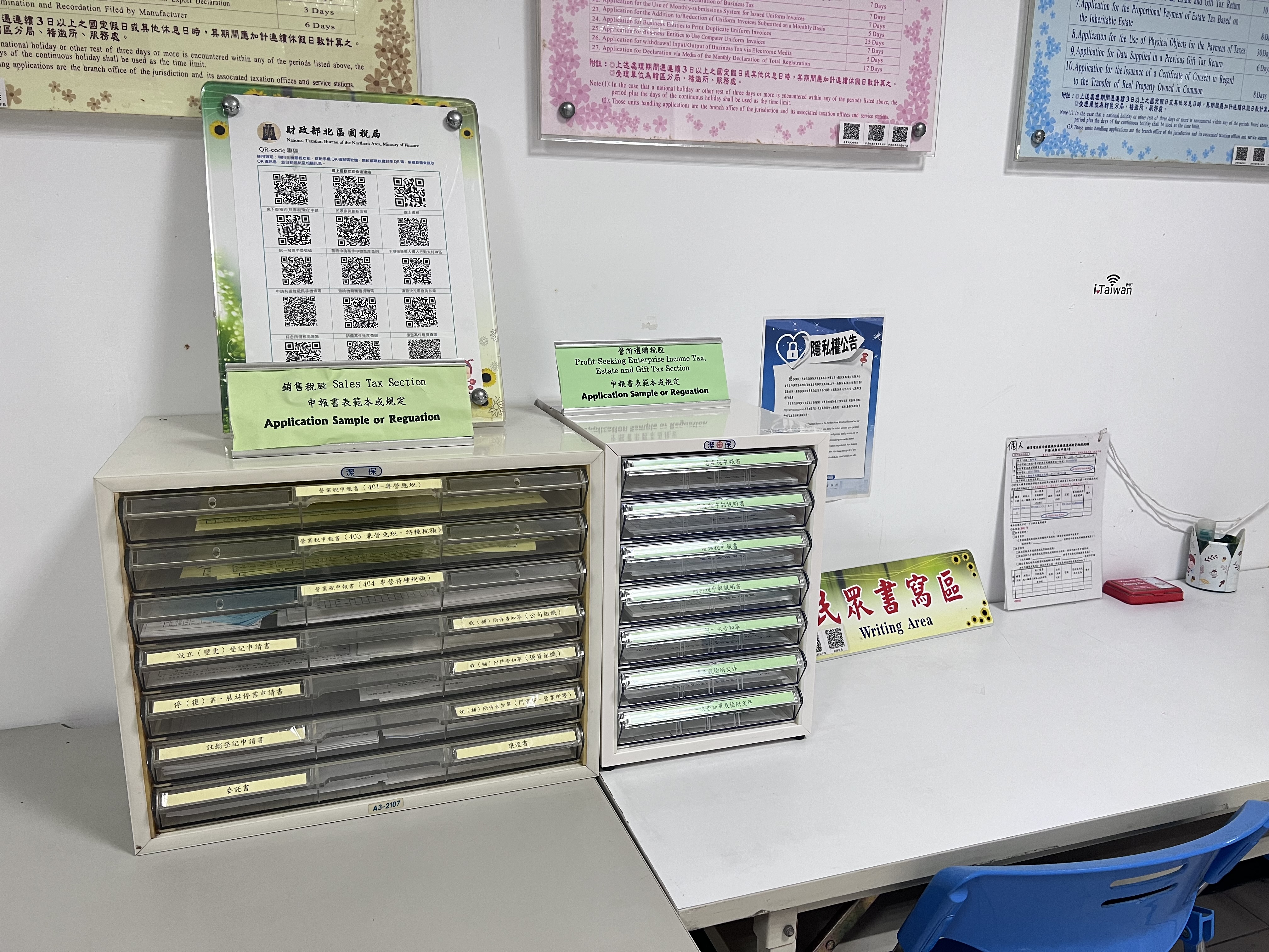 設置民眾書寫櫃台並提供完整之書寫範例