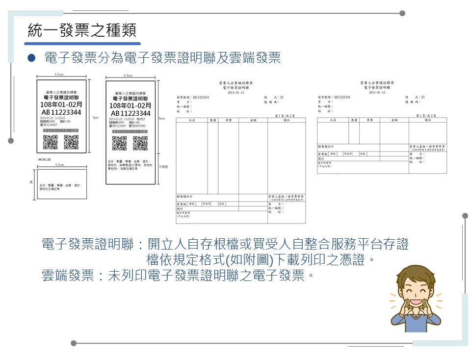 統一發票之種類-電子發票分為電子發票證明聯及雲端發票